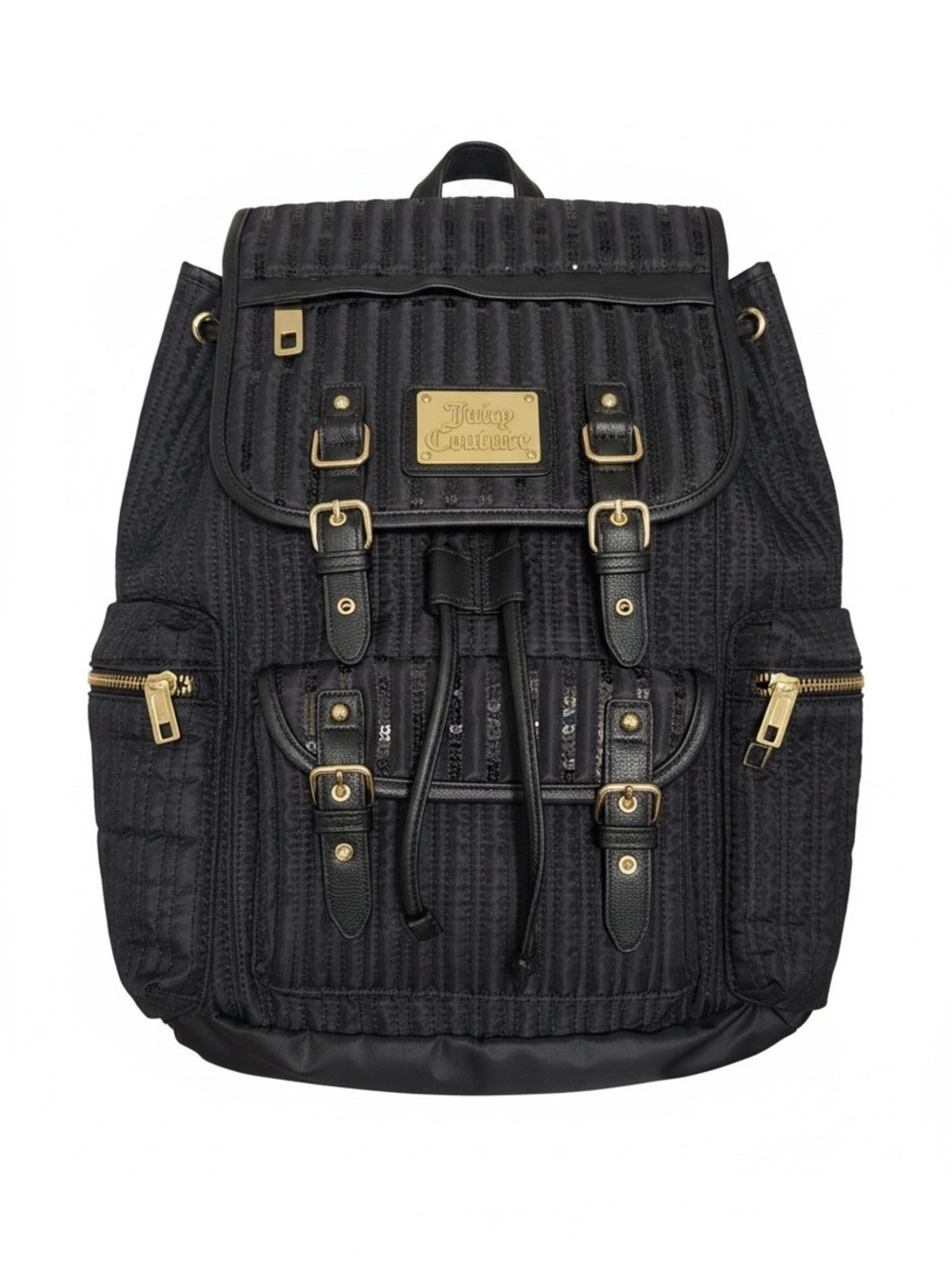 Juicy Couture Black Quilted Backpack with Gold Accents